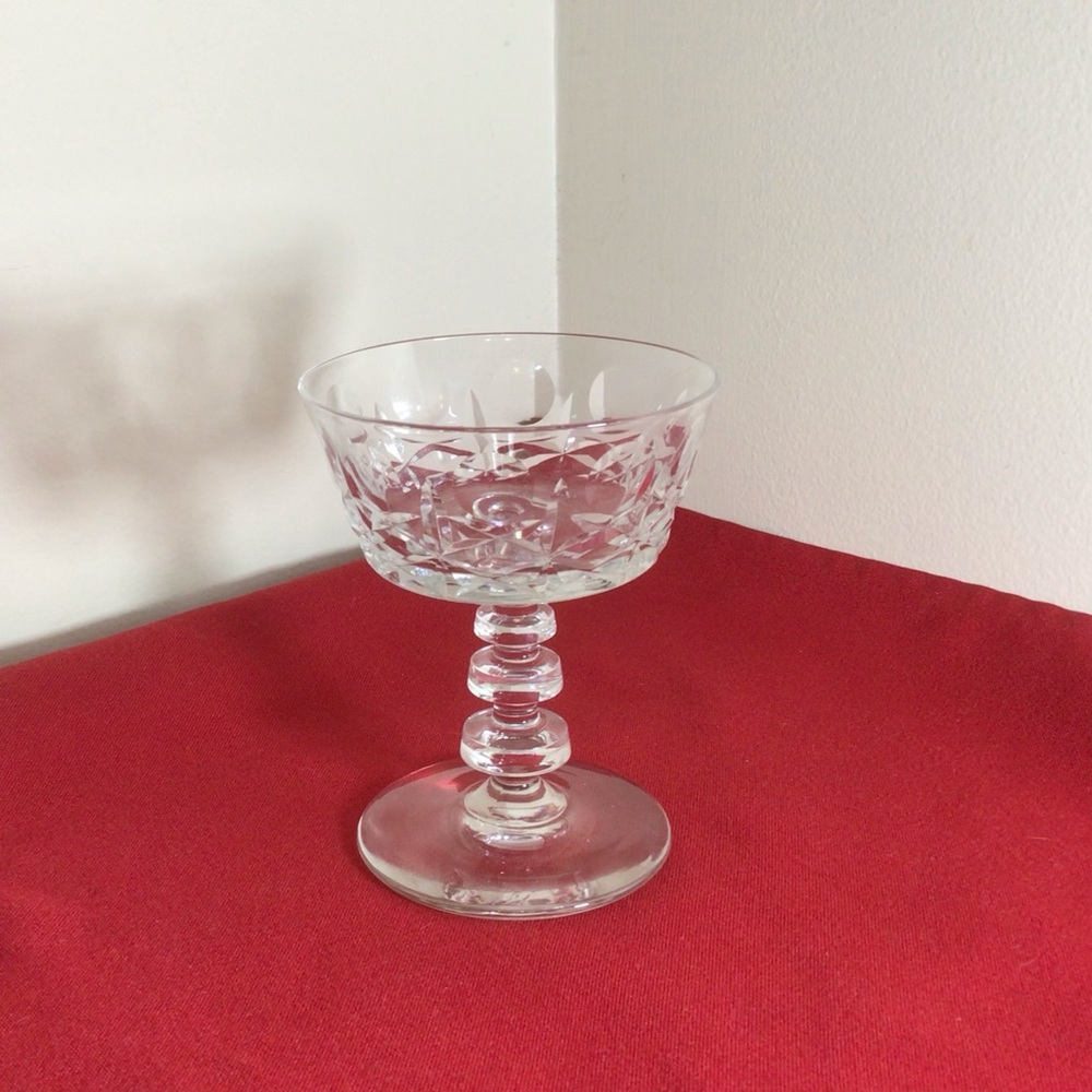 Rock Sharpe Olive & Cross Wafer Stem  Crystal Dessert Sherbert Glass Goblet B1